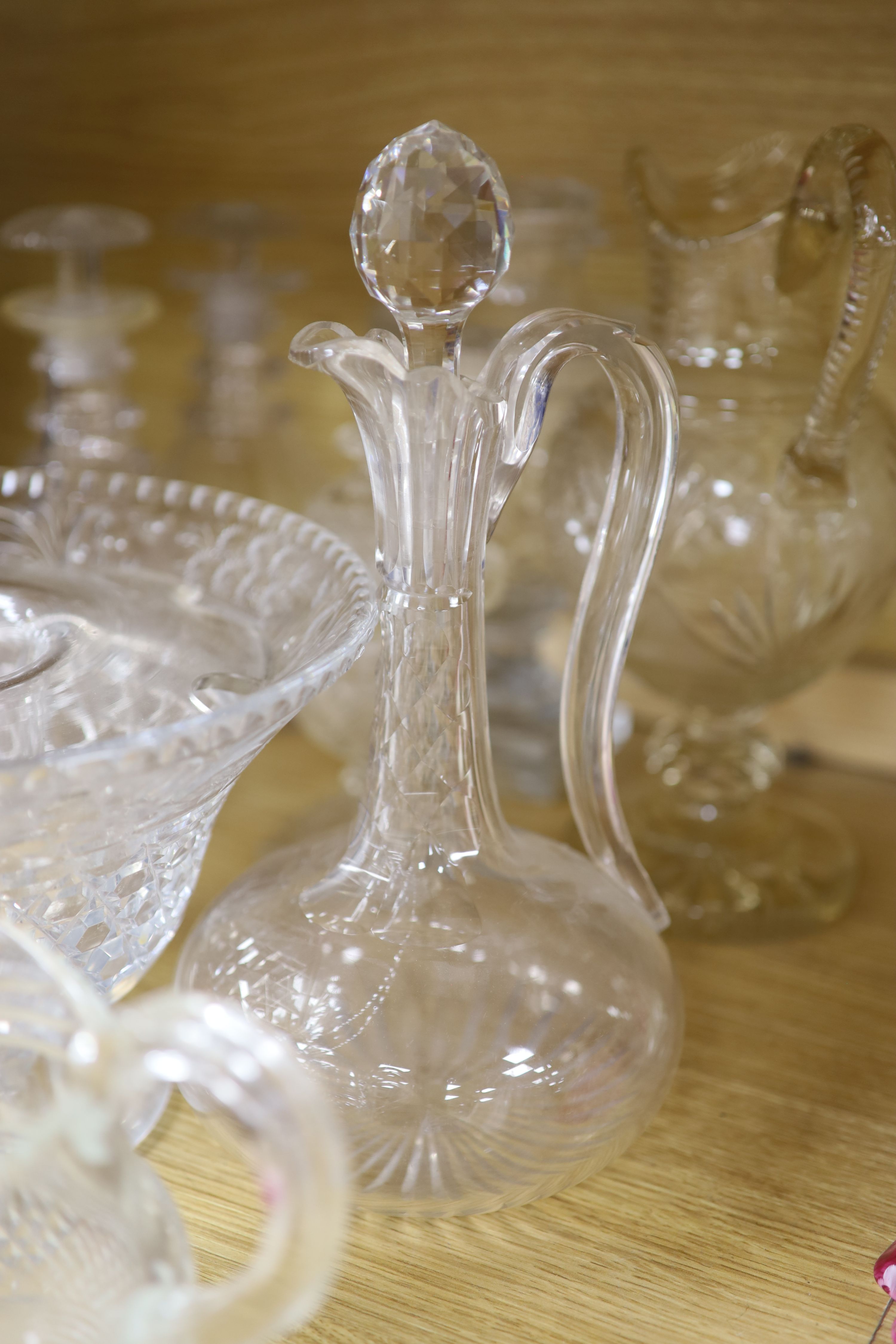 A quantity of assorted antique cut glass